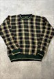 VINTAGE ABSTRACT KNITTED JUMPER CHECKED PATTERNED SWEATER