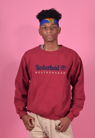 VINTAGE TIMBERLAND DARK RED EMBROIDERED SWEATSHIRT