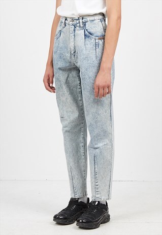 VINTAGE LIGHT BLUE ACID WASHED DENIM JEANS