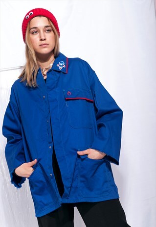 VINTAGE UNISEX JACKET REWORKED ROCKET FLAME PATCH COAT