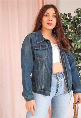 VINTAGE 90S DENIM JACKET IN MID WASH