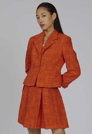 VINTAGE 90S VERSACE ORANGE WOOL CO-ORDINATE SET