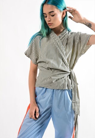 VINTAGE STRIPE WRAP AROUND TOP