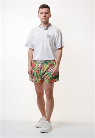 90S VINTAGE COTTON DRAGON ABSTRACT SUMMER SHORTS 17173