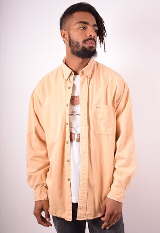 MENS VINTAGE SHIRT LARGE YELLOW 90S