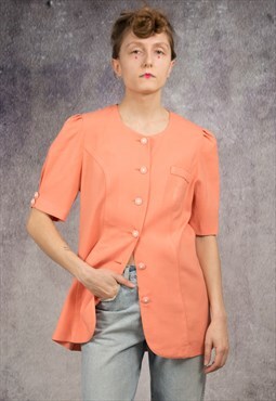 80s half sleeve blouse in boho style and peachy color