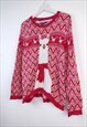 VINTAGE JUMPER CHRISTMAS LAMA IN RED XL