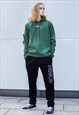 GREEN EMBROIDERED LOGO CORDUROY OVERSIZED HOODIES 