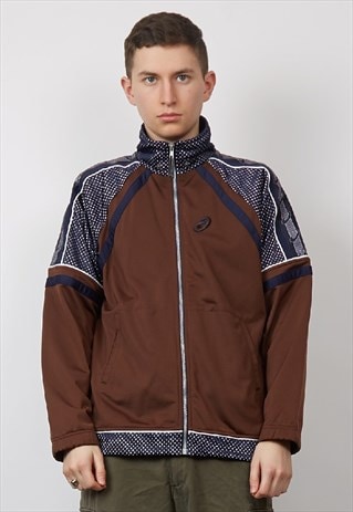 VINTAGE 90'S ASICS DARK BROWN MESH SPORTS JACKET