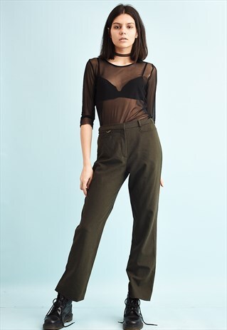 90'S RETRO REGULAR WAIST CLASSIC CUT TAPERED TROUSERS