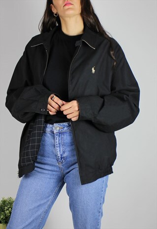 VINTAGE POLO RALPH LAUREN JACKET W LOGO FRONT & CHECK LINING