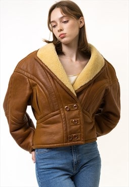 80s Vintage Suede Sheepskin Leather Shearling Jacket 5461