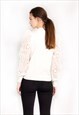 CREAM JUMPER TOP WITH CROCHETED PUFF SLEEVES