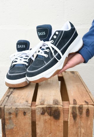 VINTAGE GRANDAD NAVY BLUE BASS TRAINERS