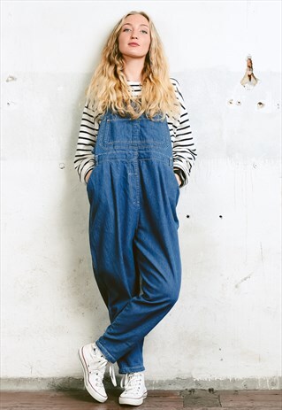 VINTAGE 90S BLUE BAGGY DUNGAREES