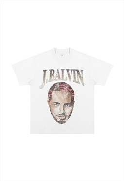 White J Balvin Graphic Cotton fans T shirt tee