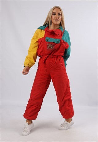VINTAGE F&F FULL SKI SUIT SPORTS SNOW UK 10 S (Y2L)