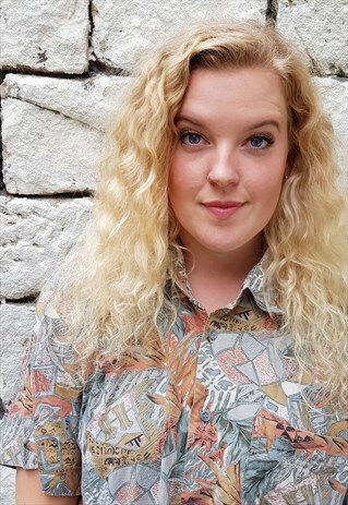 VINTAGE PATTERNED SHORT SLEEVED FESTIVAL SHIRT ORANGE