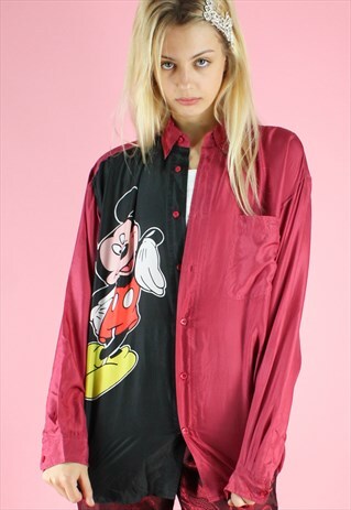 VINTAGE 90S DISNEY SHIRT Y2K RARE BLACK & RED MICKEY