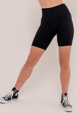 Rosa Ribbed Sports Shorts in Black