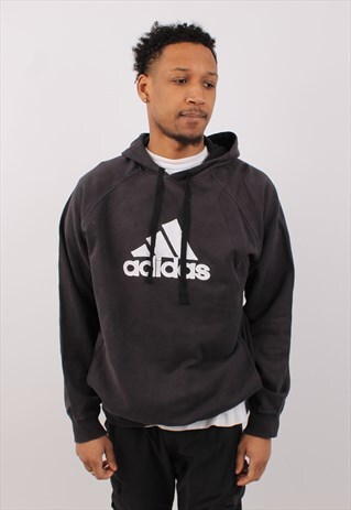 VINTAGE MEN'S ADIDAS BLACK PULLOVER HOODIE