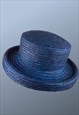 Vintage Blue Straw Occasion Ascot Wedding Hat