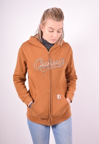 CARHARTT WOMENS VINTAGE HOODIE JACKET LARGE BROWN 90S