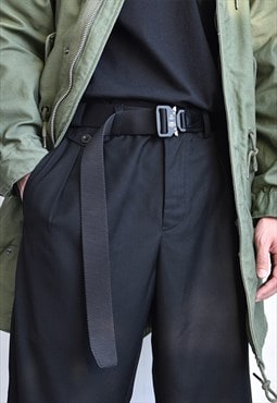 Black Techwear Cargo Military Buckle Belt Y2k Unisex