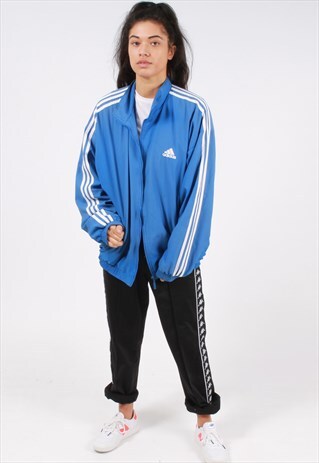 VINTAGE ADIDAS THREE STRIPE OVERSIZED WINDBREAKER JACKET