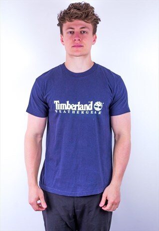 VINTAGE TIMBERLAND T-SHIRT IN BLUE SMALL