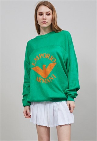VINTAGE 90'S SUPER OVERSIZED GREEN RIBBED ARMANI SWEATER