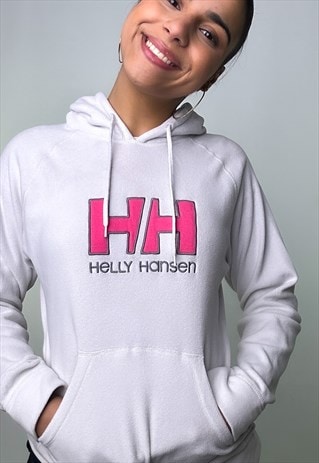 WHITE 90S HELLY HANSEN FLEECE HOODIE SWEATSHIRT