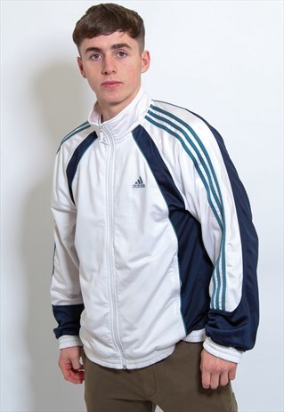 VINTAGE ADIDAS JACKET IN WHITE XL