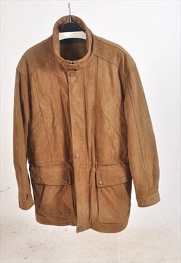 Vintage 90s lined suede leather parka coat