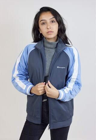 VINTAGE 90'S CHAMPION BLUE/GREY/WHITE SPORTS JACKET