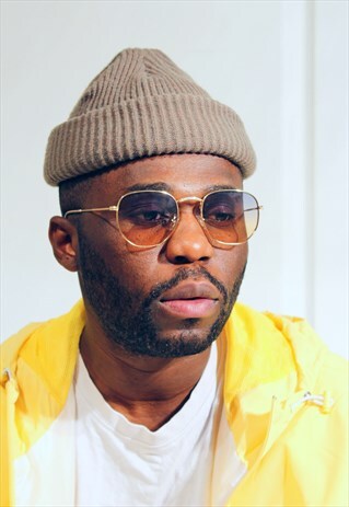 SQUARE SUNGLASSES GOLD FRAMES - BROWN