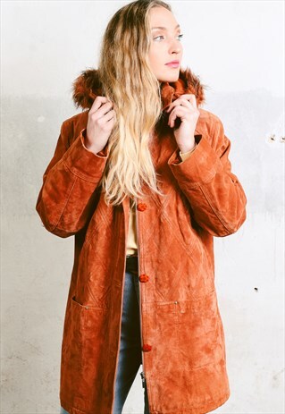 VINTAGE 90S HOODED SUEDE JACKET