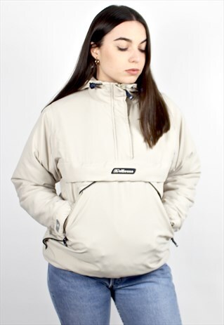 90'S RETRO BEIGE HOODED JACKET