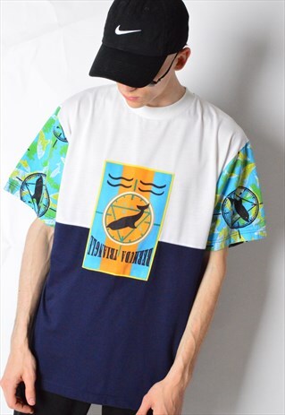 VINTAGE 90S COLOUR BLOCK BERMUDA SUMMER FESTIVAL T-SHIRT