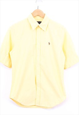 Vintage Ralph Lauren Shirt Yellow Short Sleeve With Logo