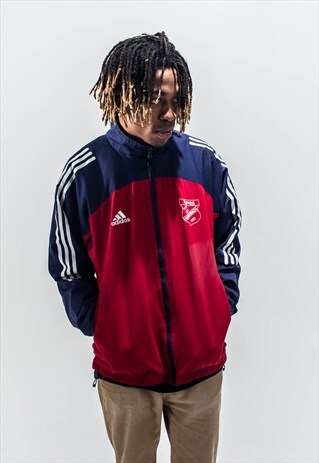 VINTAGE 90S ADIDAS TRACK TOP IN BLUE AND RED