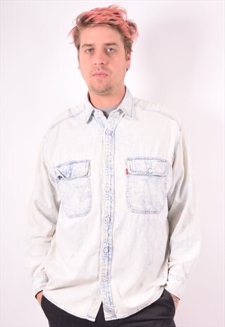 LEVI'S MENS VINTAGE DENIM SHIRT LARGE BLUE 9E
