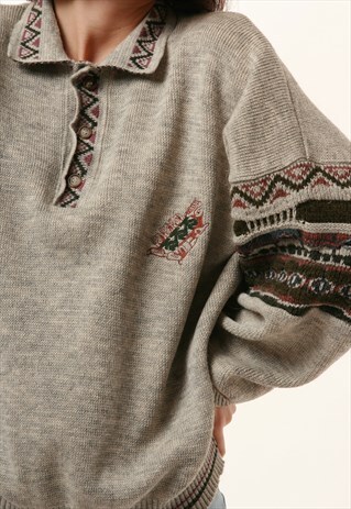 90S VINTAGE OLDSCHOOL PATTERN SWEATER JUMPER 16006