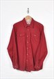 Vintage Wrangler Shirt 90s Long Sleeve Red Medium