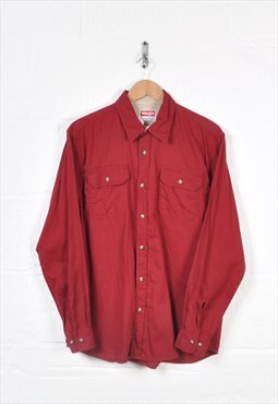 Vintage Wrangler Shirt 90s Long Sleeve Red Medium
