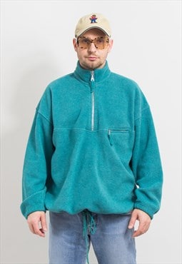 Vintage 90's fleece in green sweatshirt men oversized