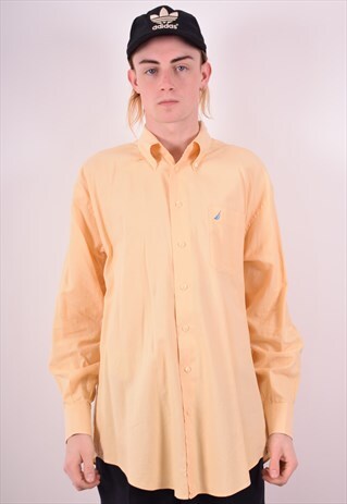 NAUTICA MENS VINTAGE SHIRT XL YELLOW 90S