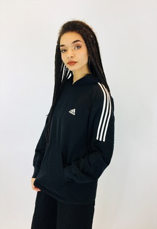 VINTAGE ADIDAS CLASSIC 3 STRIPE EMBROIDERED HOODIE