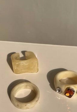 Acrylic festival ring stack set multi beige
