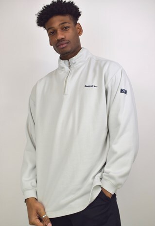 VINTAGE 90S REEBOK OFF WHITE 3/4 ZIP JUMPER